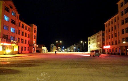 红旗桥冬天夜色图片