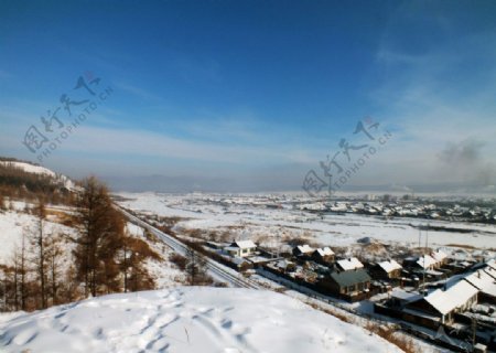 潮查北山冬天风景图片