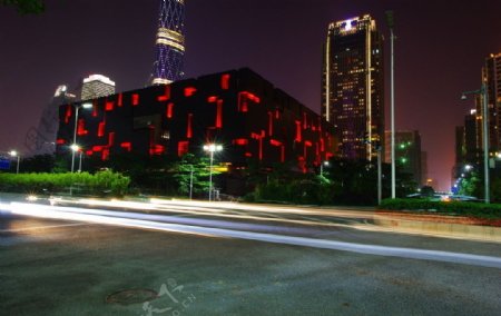 广州珠江新城夜景广东博物馆图片