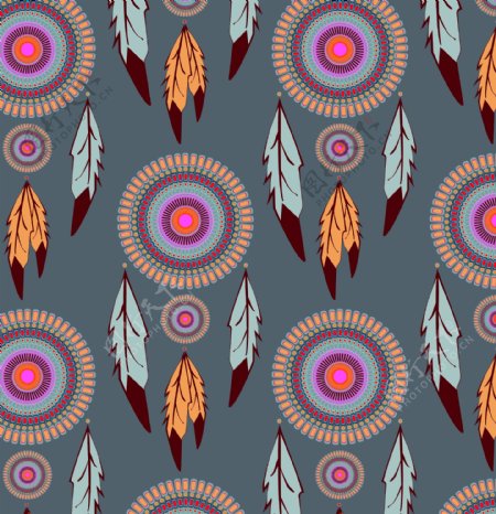 印第安民族羽毛数码印图片