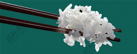 筷子夹米饭图片