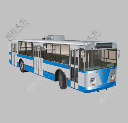 蓝色公交车图片