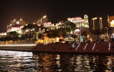 天津海河边夜景图片