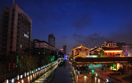 杭州胜利河美食街夜景图片