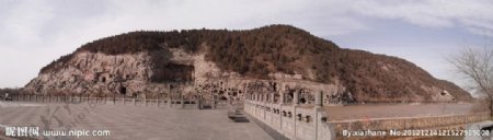洛阳龙门石窟全景图图片