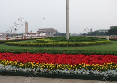 天安门广场花坛图片