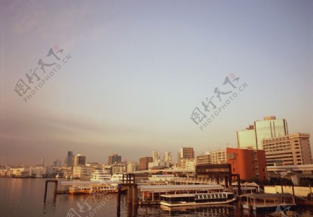 江边城市风光图片
