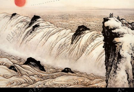关山月现代国画黄河图片
