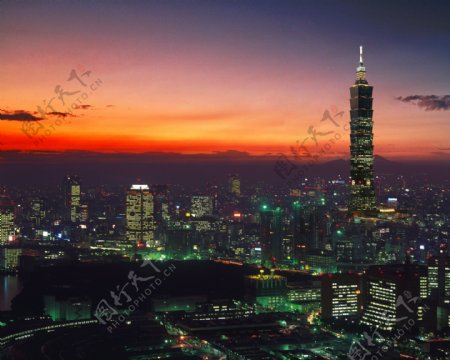 台北101夜景图片