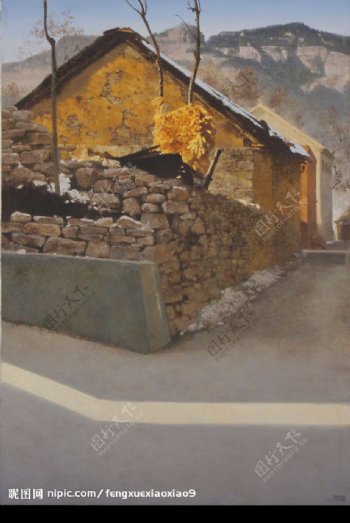 黄箫油画风景图片
