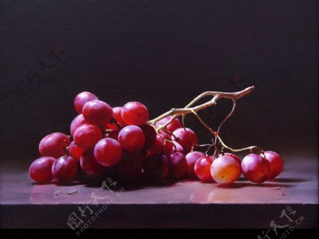 油画静物一串葡萄图片