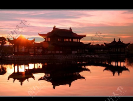 南湖夕阳红图片