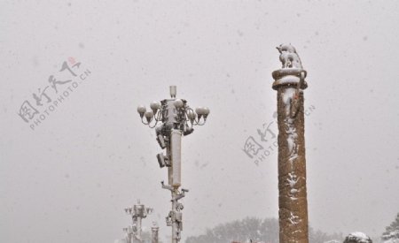 北京天安门雪景图片
