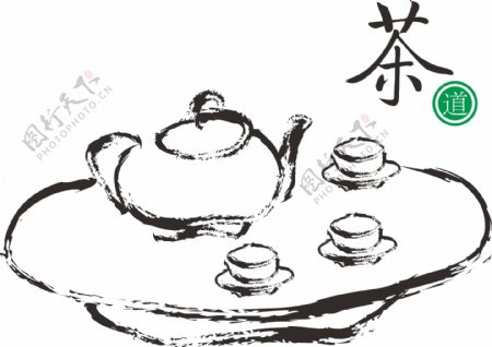手绘茶具图片