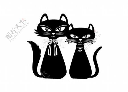 两只小黑猫图片
