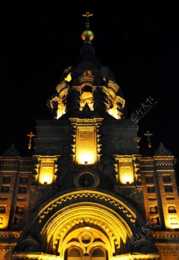 哈尔滨圣索菲亚大教堂夜景图片