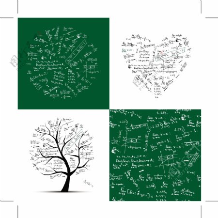 数学方程式树木爱心圆点图片