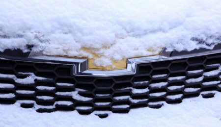 白雪覆盖的车标图片