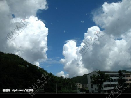 蓝天白云像人头的云图片