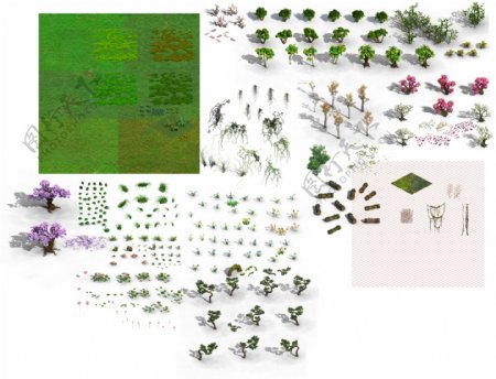花草树绿植分层素材图片