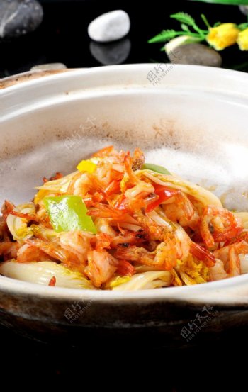 龙虾白菜图片