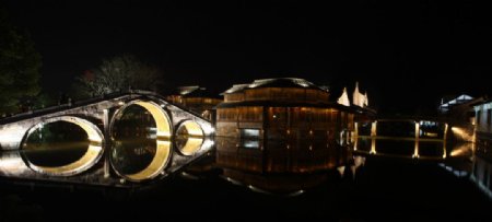乌镇古桥夜景图片