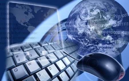 商务科技背景键盘鼠标地球图片
