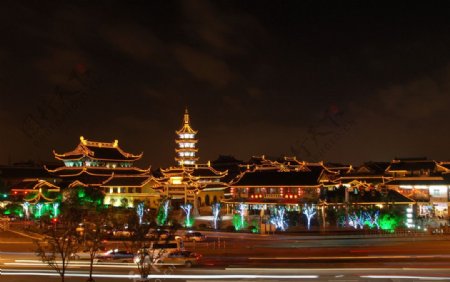 古运河畔南禅寺夜景图片