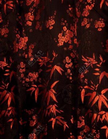 棕色丝绸刺绣古典花纹图片