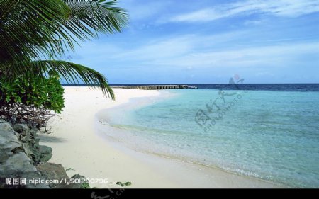 海边阳光沙滩蓝天海滨风光图片