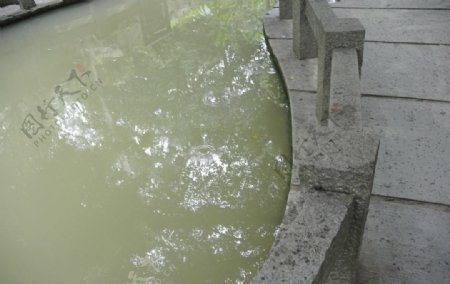 公园里面浑浊的池塘图片