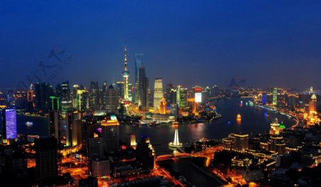 上海外滩陆家嘴浦江两岸夜景图片