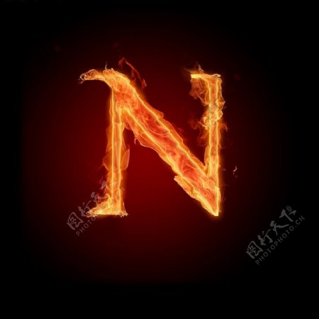 燃烧的英文字母N图片