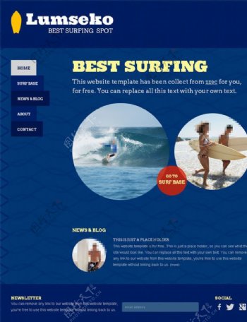 夏季冲浪网页模板图片