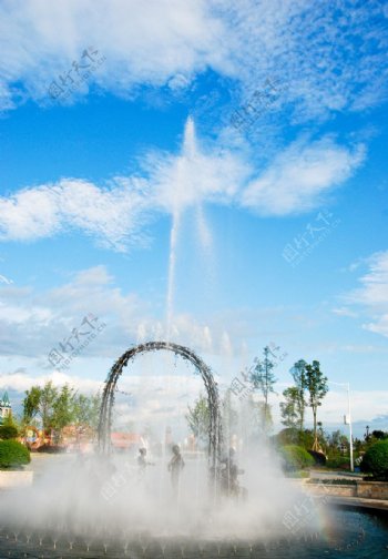 南湖喷泉图片