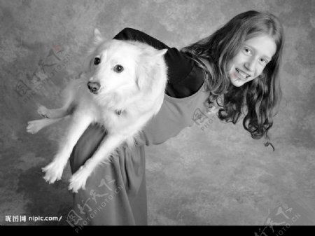 人与狗黑白写真3图片