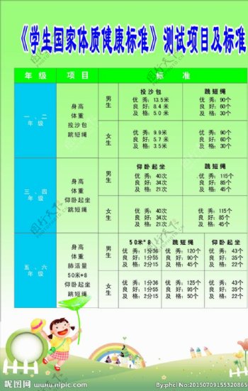 学生国家体质健康标准图片