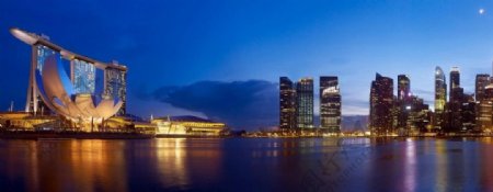 新加坡金融商务区暮色图片