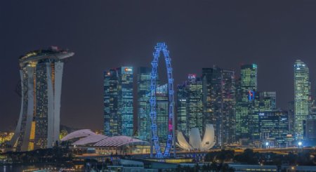 新加坡夜美摩天轮图片