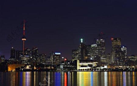多伦多湖岸美丽夜景图片