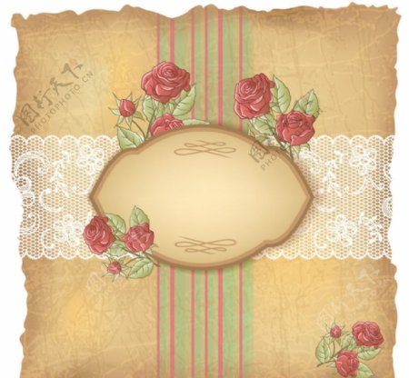 怀旧玫瑰牛皮纸花纹背景图片