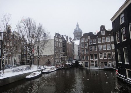 荷兰雪景图片