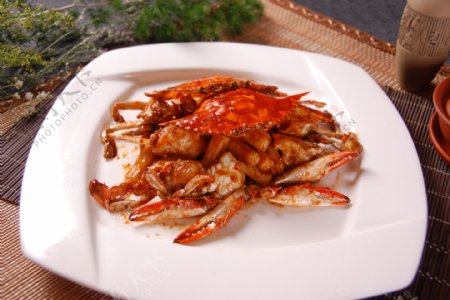 鲜蟹炒年糕图片