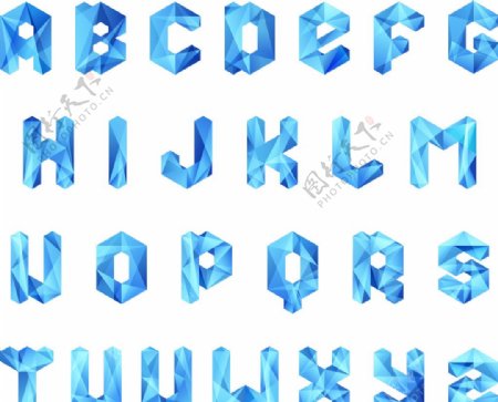 多边形字母蓝色字体样式图片
