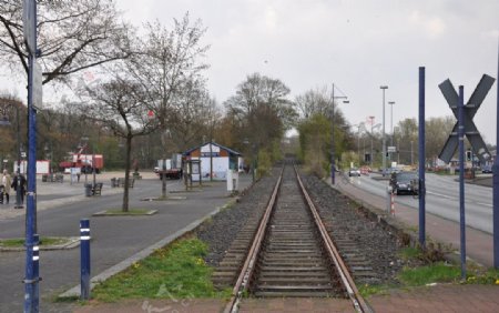 Flensburg弗伦斯堡城市内的铁轨图片