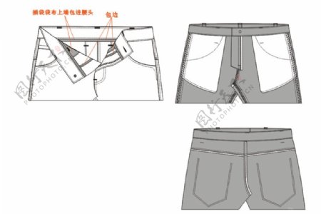 服装设计牛仔裤细节工艺图片