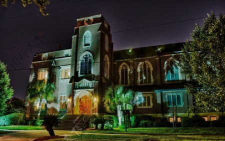佛罗里达州杰克森维尔英式建筑夜景图片