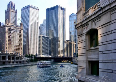 芝加哥芝加哥河两岸风光图片