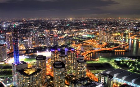 横滨美丽的城市夜景图片