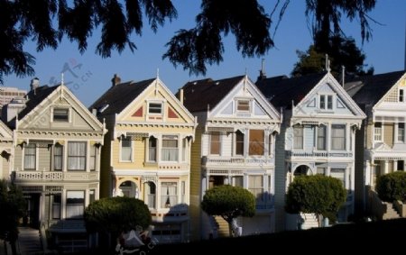 旧金山九曲花街的漂亮住宅建筑图片